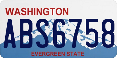 WA license plate ABS6758