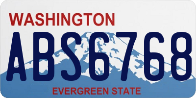 WA license plate ABS6768