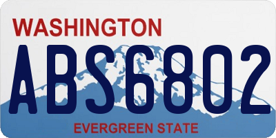 WA license plate ABS6802