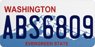 WA license plate ABS6809