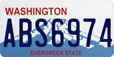 WA license plate ABS6974