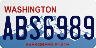 WA license plate ABS6989