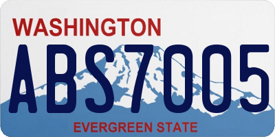 WA license plate ABS7005