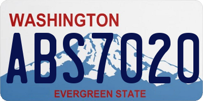 WA license plate ABS7020