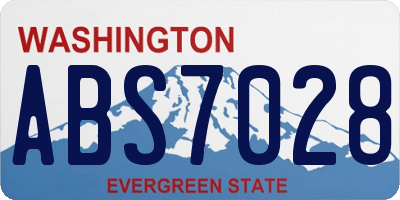 WA license plate ABS7028