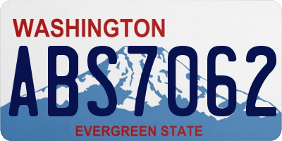 WA license plate ABS7062
