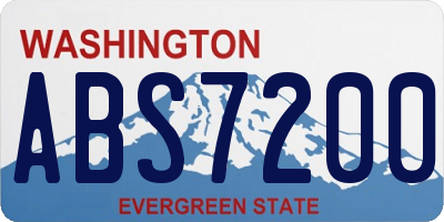 WA license plate ABS7200