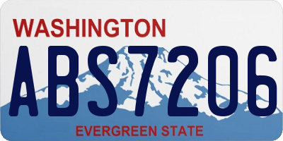 WA license plate ABS7206