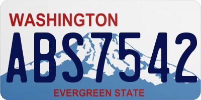 WA license plate ABS7542