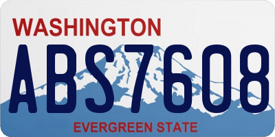 WA license plate ABS7608