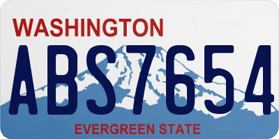WA license plate ABS7654