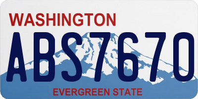 WA license plate ABS7670