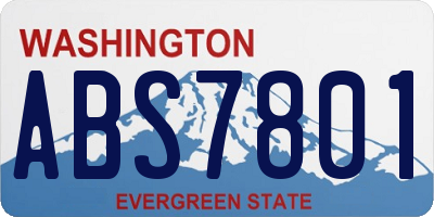 WA license plate ABS7801
