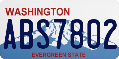 WA license plate ABS7802