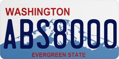 WA license plate ABS8000