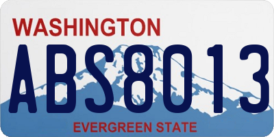 WA license plate ABS8013