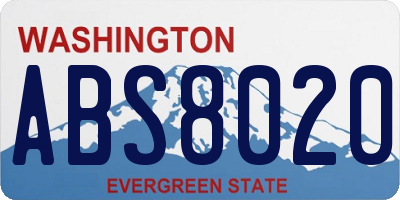 WA license plate ABS8020