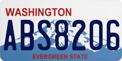 WA license plate ABS8206