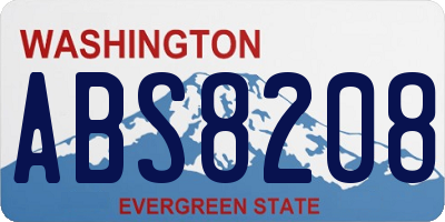 WA license plate ABS8208