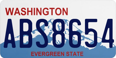 WA license plate ABS8654