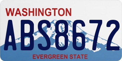 WA license plate ABS8672