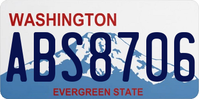 WA license plate ABS8706