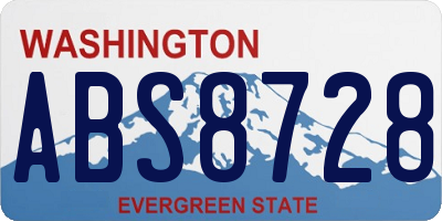 WA license plate ABS8728