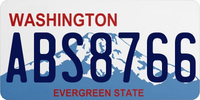 WA license plate ABS8766