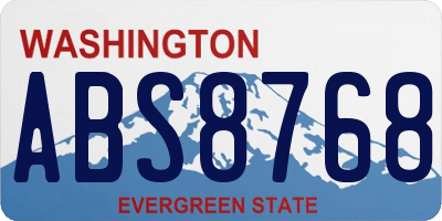 WA license plate ABS8768