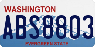 WA license plate ABS8803
