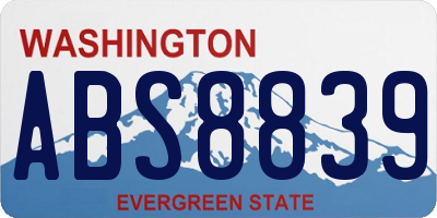 WA license plate ABS8839