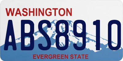 WA license plate ABS8910