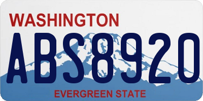 WA license plate ABS8920