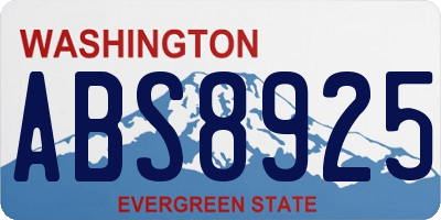 WA license plate ABS8925