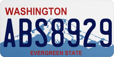 WA license plate ABS8929