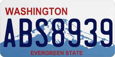 WA license plate ABS8939