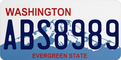 WA license plate ABS8989