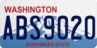 WA license plate ABS9020