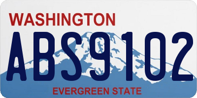 WA license plate ABS9102