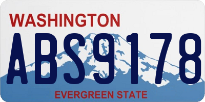 WA license plate ABS9178