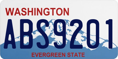 WA license plate ABS9201