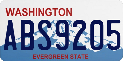 WA license plate ABS9205