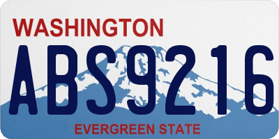 WA license plate ABS9216