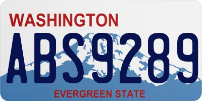 WA license plate ABS9289