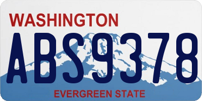 WA license plate ABS9378