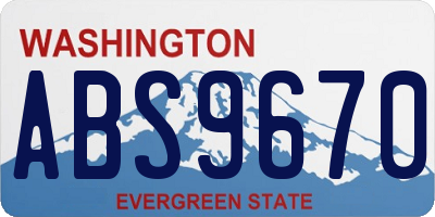 WA license plate ABS9670