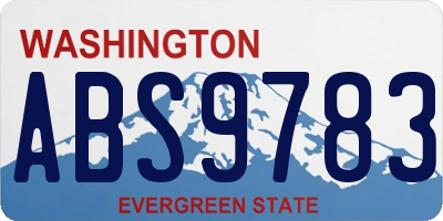 WA license plate ABS9783