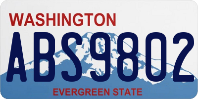 WA license plate ABS9802