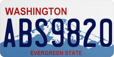 WA license plate ABS9820