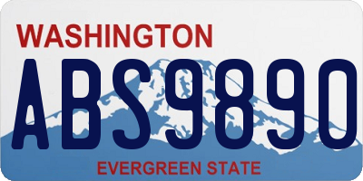 WA license plate ABS9890